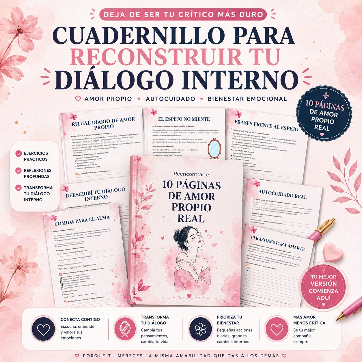 DEJA DE SER TU CRÍTICO MÁS DURO - Cuaderno práctico para reconstruir tu diálogo interno